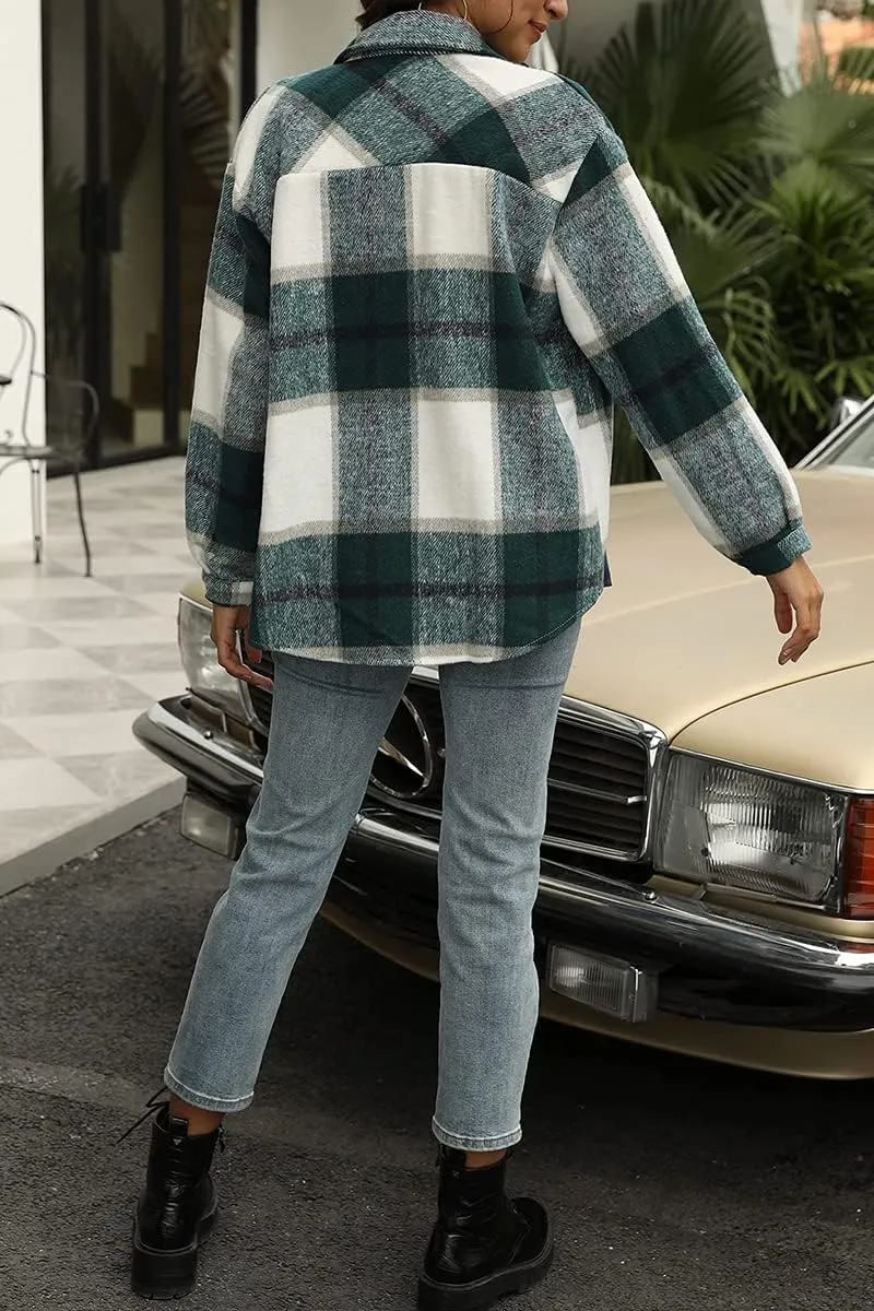 Womens Fall Outfits Fashion Clothes Shackets Flannel Plaid Button Down Long Sleeve Shirts Jackets 2024