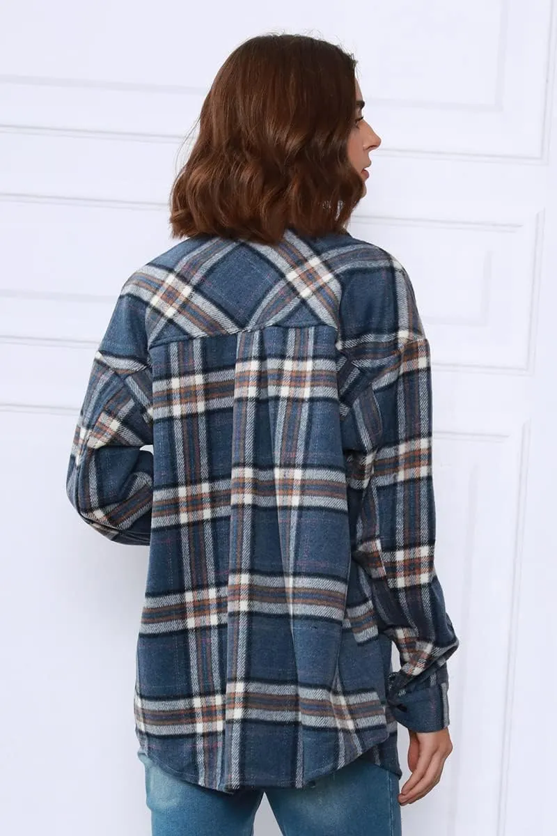 Womens Fall Outfits Fashion Clothes Shackets Flannel Plaid Button Down Long Sleeve Shirts Jackets 2024