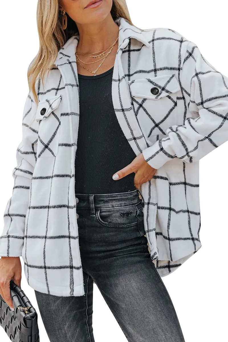 Womens Fall Outfits Fashion Clothes Shackets Flannel Plaid Button Down Long Sleeve Shirts Jackets 2024
