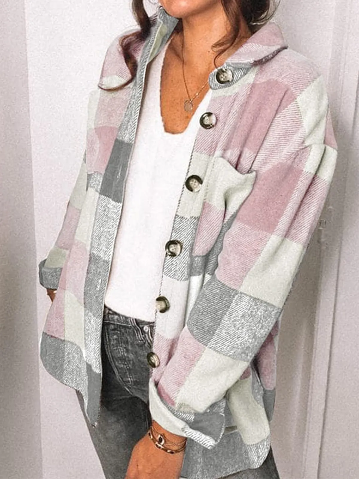 Womens Fall Outfits Fashion Clothes Shackets Flannel Plaid Button Down Long Sleeve Shirts Jackets 2024