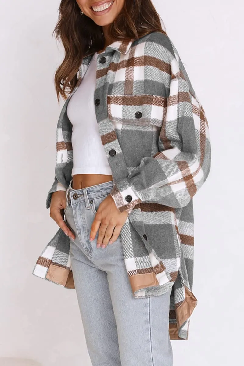 Womens Fall Outfits Fashion Clothes Shackets Flannel Plaid Button Down Long Sleeve Shirts Jackets 2024