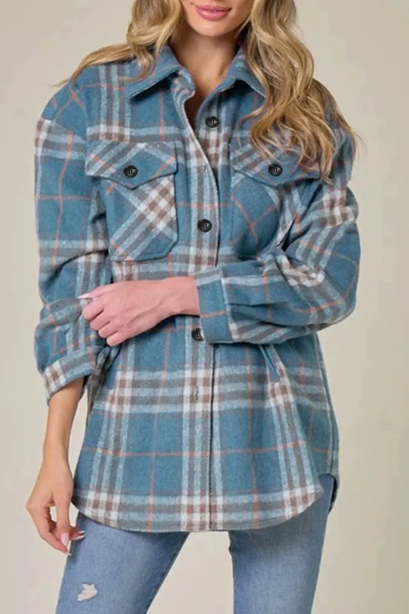 Womens Fall Outfits Fashion Clothes Shackets Flannel Plaid Button Down Long Sleeve Shirts Jackets 2024