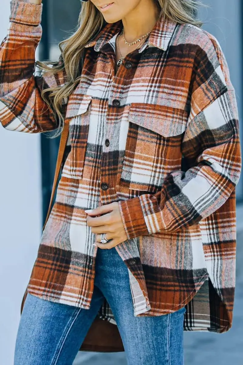 Womens Fall Outfits Fashion Clothes Shackets Flannel Plaid Button Down Long Sleeve Shirts Jackets 2024