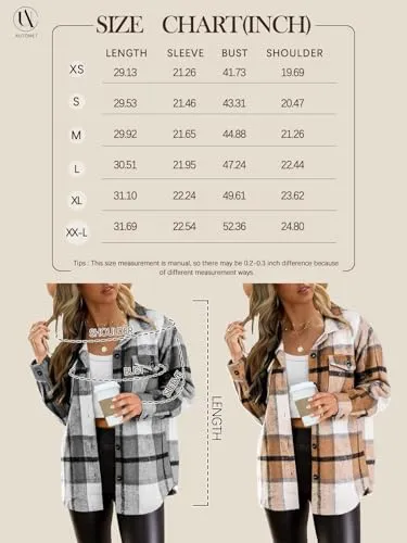 Womens Fall Outfits Fashion Clothes Shackets Flannel Plaid Button Down Long Sleeve Shirts Jackets 2024