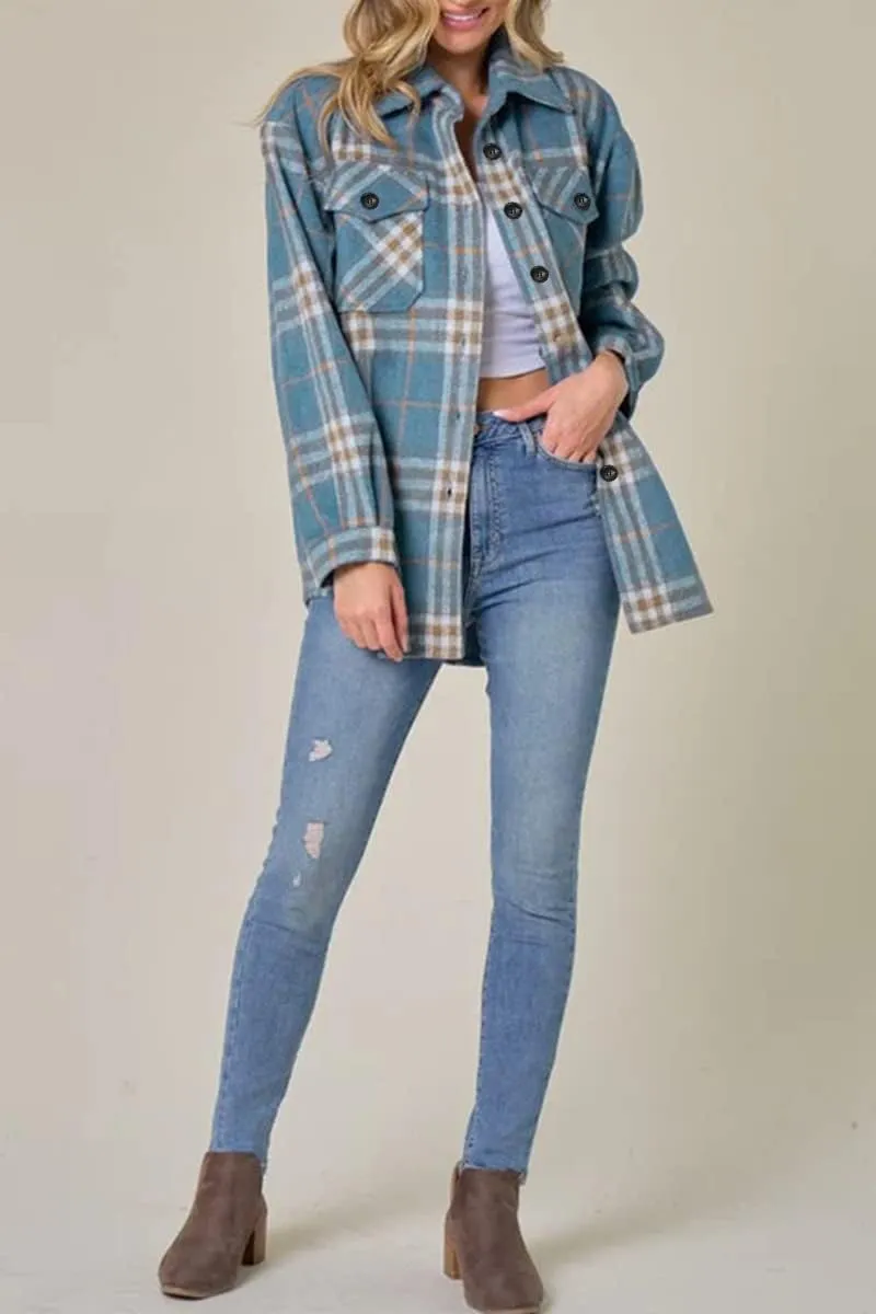 Womens Fall Outfits Fashion Clothes Shackets Flannel Plaid Button Down Long Sleeve Shirts Jackets 2024