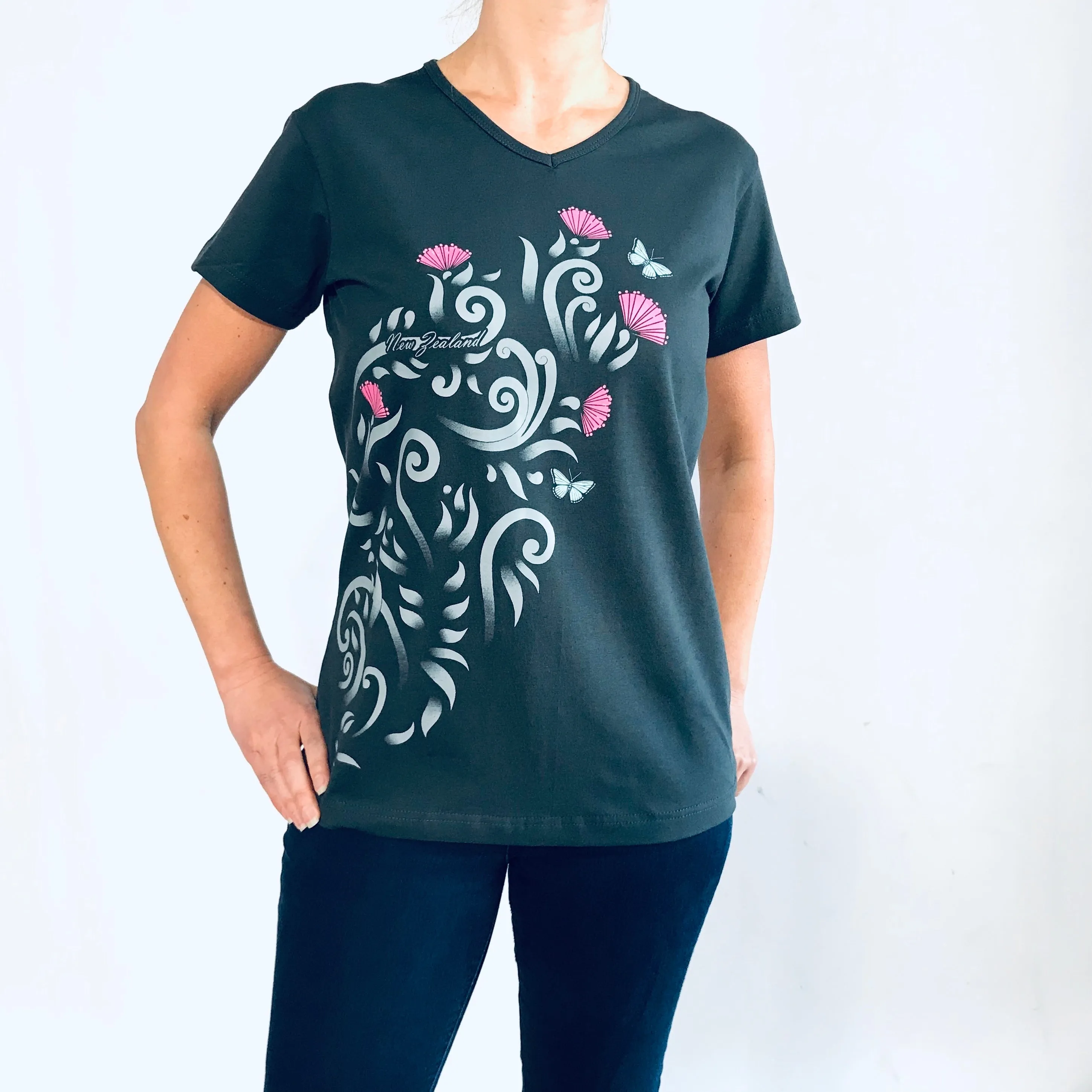 Womens New Zealand T Shirt - Pohutukawa