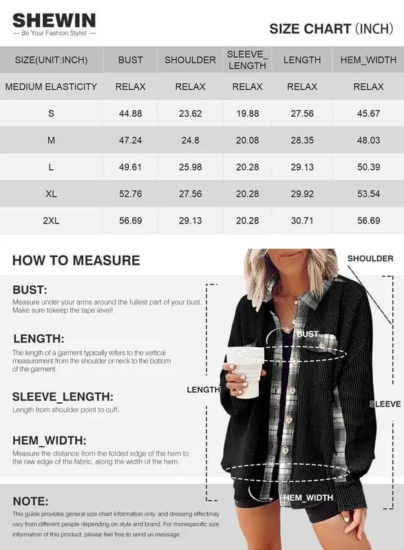 Womens Waffle Knit Plaid Shacket Boyfriend Button Down Shirt Jacket Loose Long Sleeve Tops