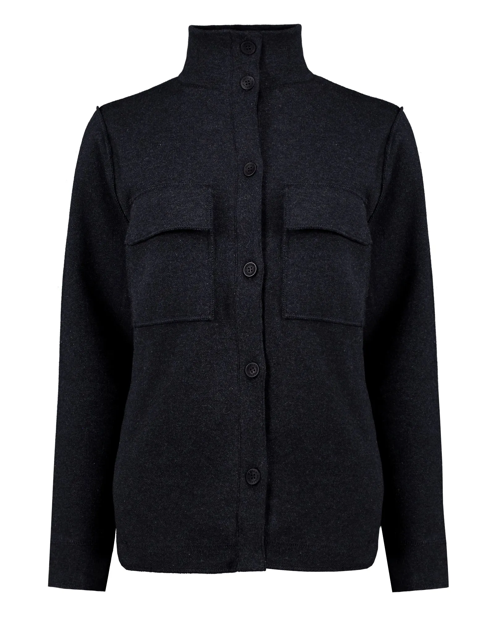 Women's Windproof Shirt Jacket- Black Melange