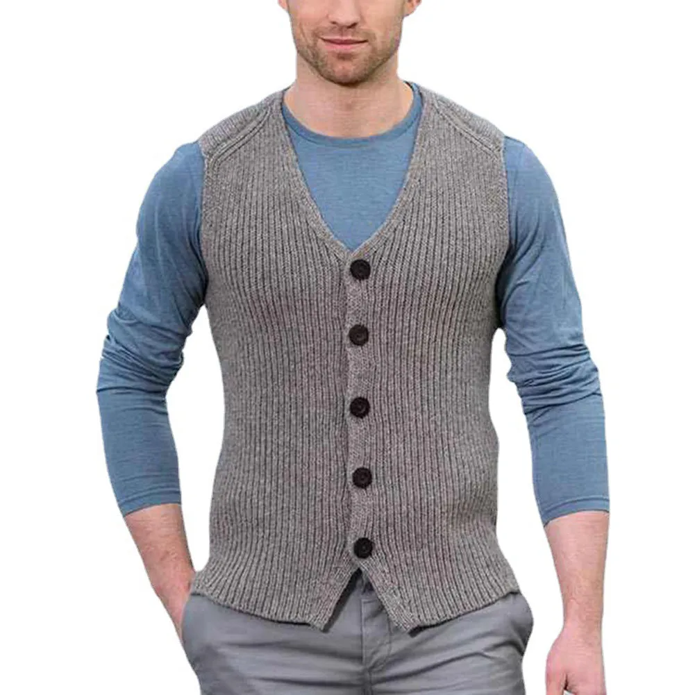 YESFASHION Knitted Sweaters Slim Vest Sleeveless V Neck Shirts