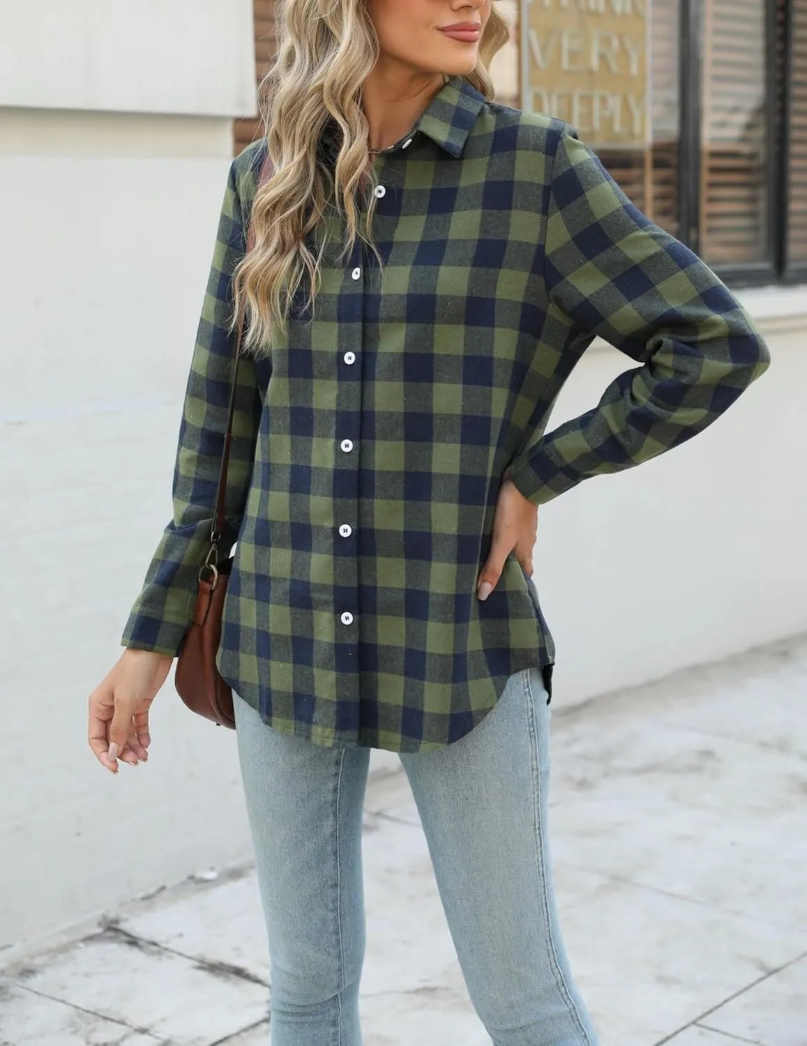 Zeagoo Flannel Shirt Women Button Down Long Sleeve Plaid Shirts
