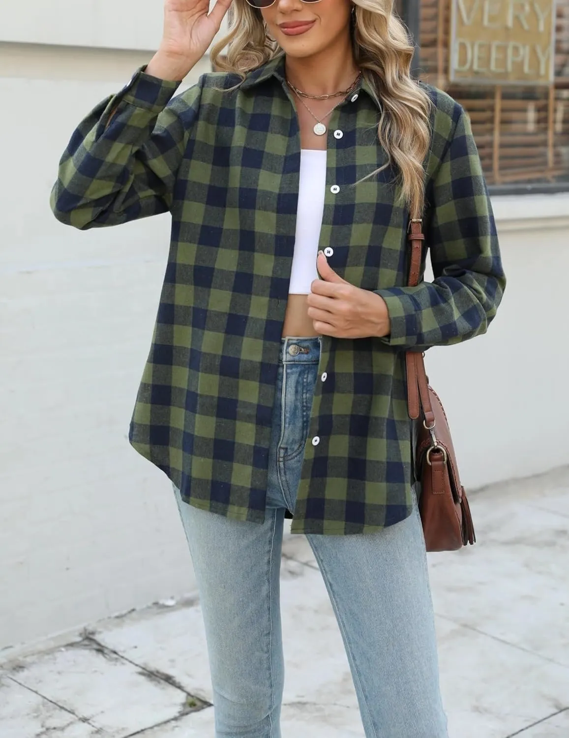 Zeagoo Flannel Shirt Women Button Down Long Sleeve Plaid Shirts