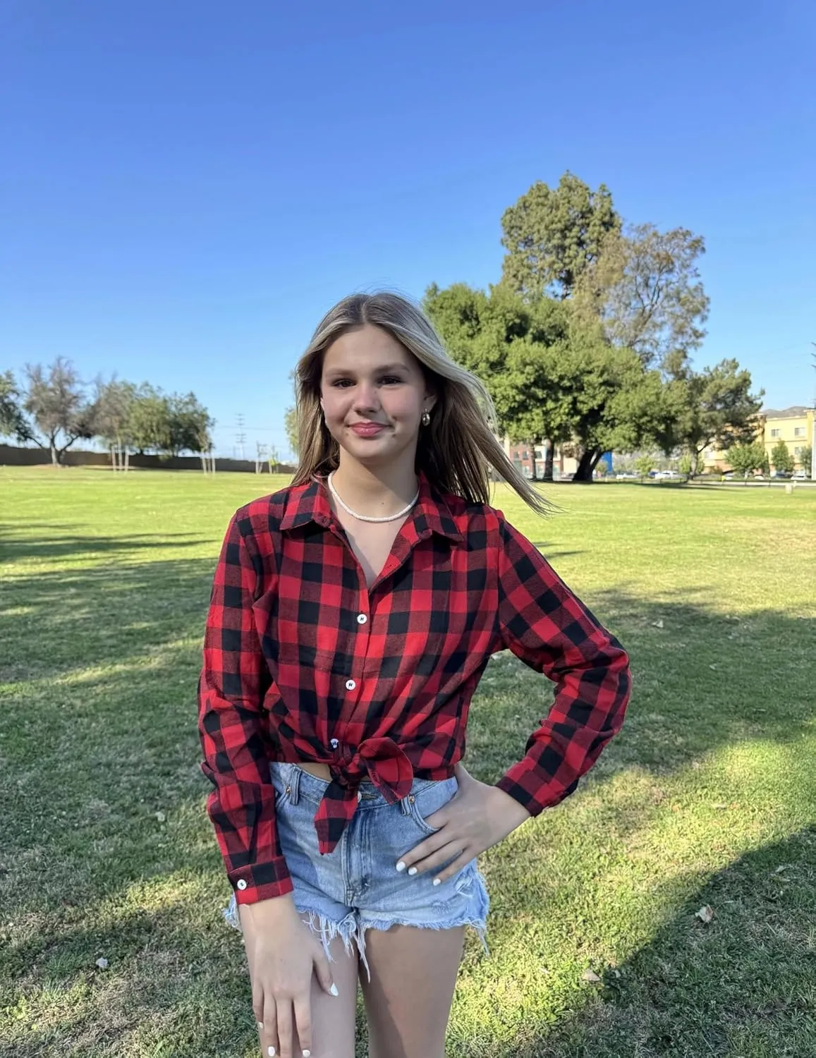 Zeagoo Flannel Shirt Women Button Down Long Sleeve Plaid Shirts