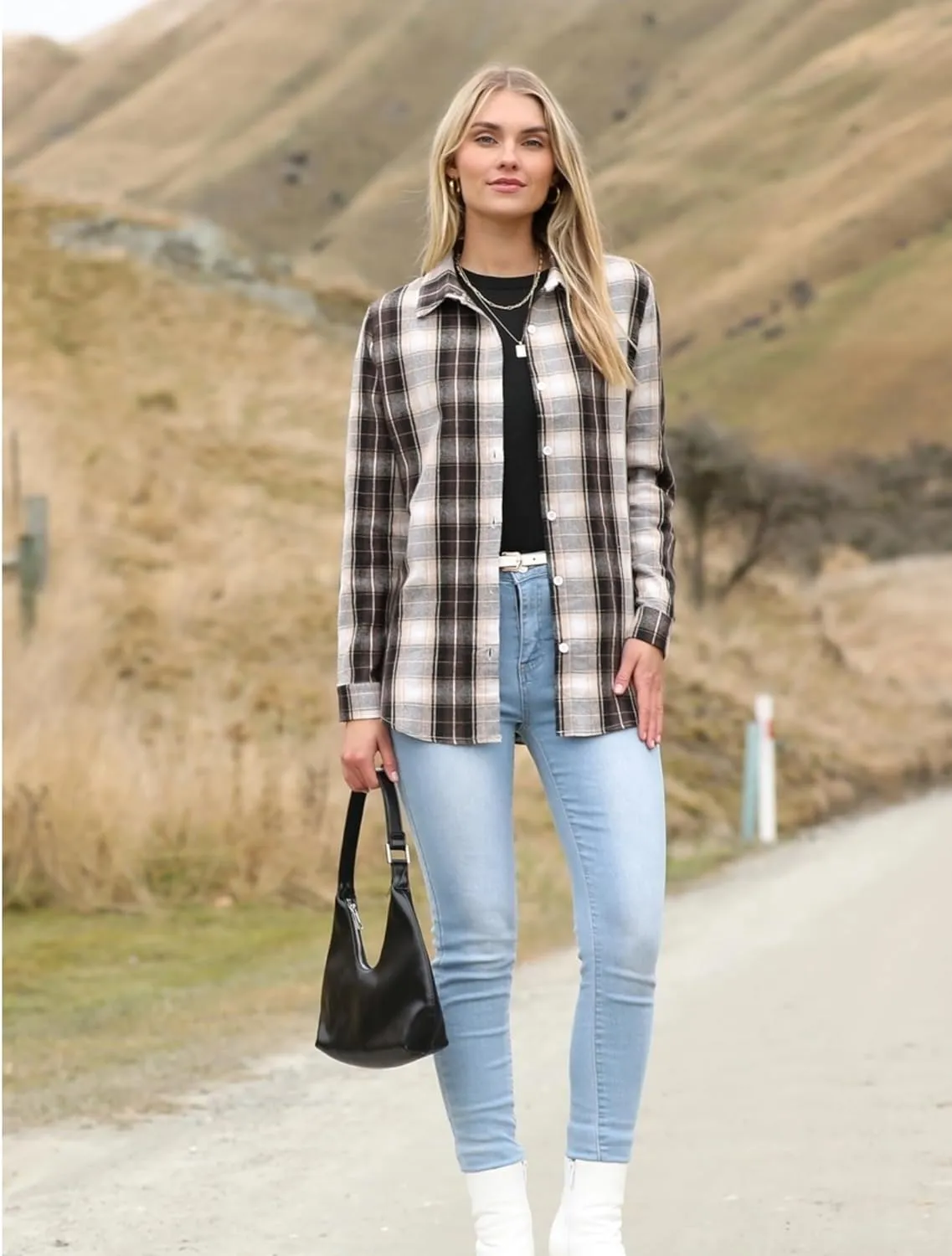 Zeagoo Flannel Shirt Women Button Down Long Sleeve Plaid Shirts