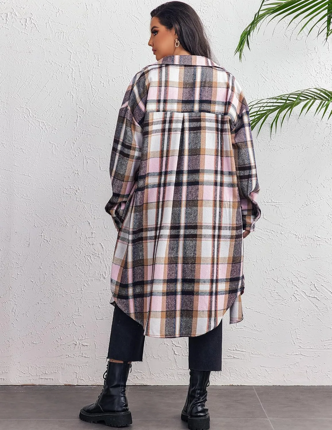 Zeagoo Womens Plus Size Flannel Plaid Button Down Shacket Jacket