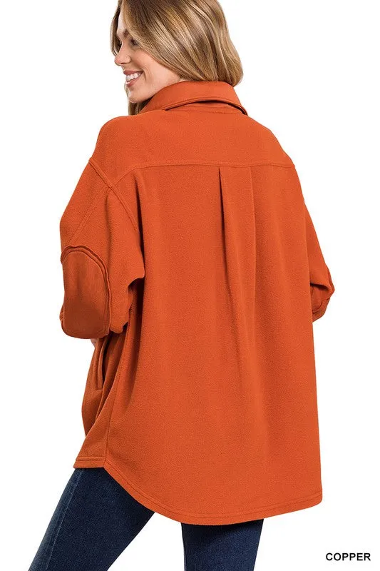 Zenana Clothing Oversized Basic Fleece Shacket