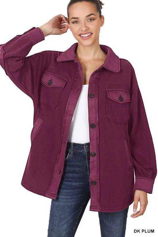 Zenana Clothing Oversized Basic Fleece Shacket