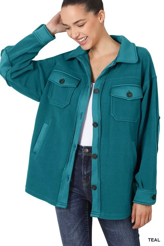 Zenana Clothing Oversized Basic Fleece Shacket