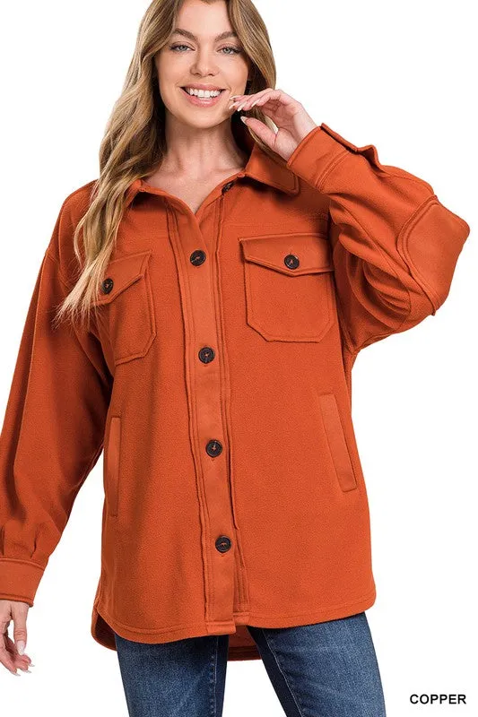Zenana Clothing Oversized Basic Fleece Shacket