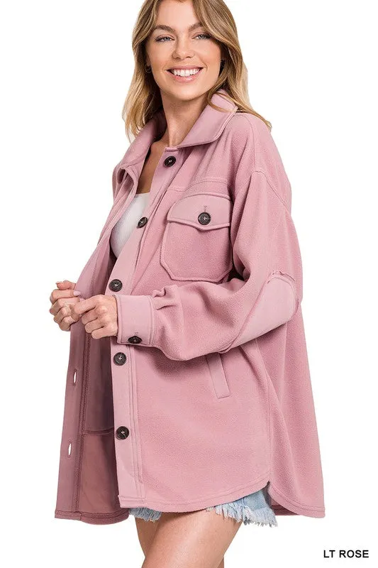 Zenana Clothing Oversized Basic Fleece Shacket