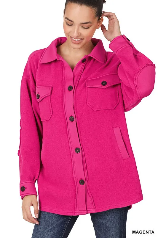 Zenana Clothing Oversized Basic Fleece Shacket