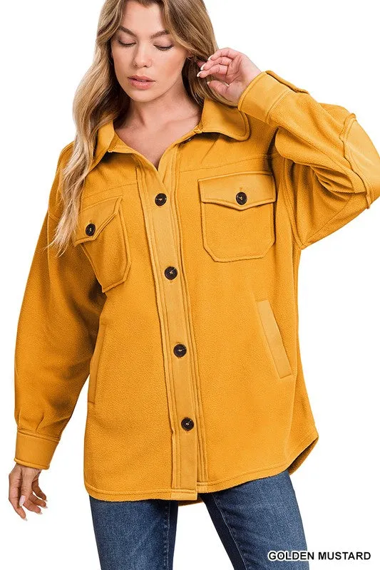 Zenana Clothing Oversized Basic Fleece Shacket