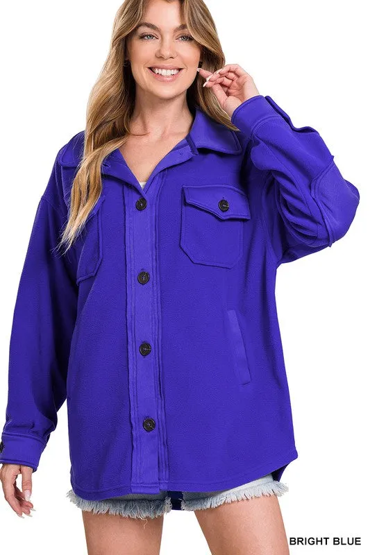 Zenana Clothing Oversized Basic Fleece Shacket