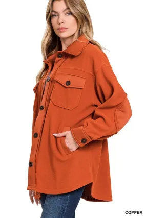 Zenana Clothing Oversized Basic Fleece Shacket