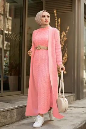 ZRF Women Knit Pink Cardigan Dress Suit - Maddaloni